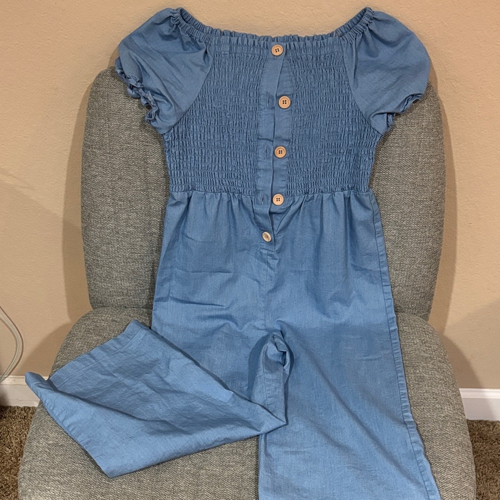 Rare Editions Denim Blue Kids Romper